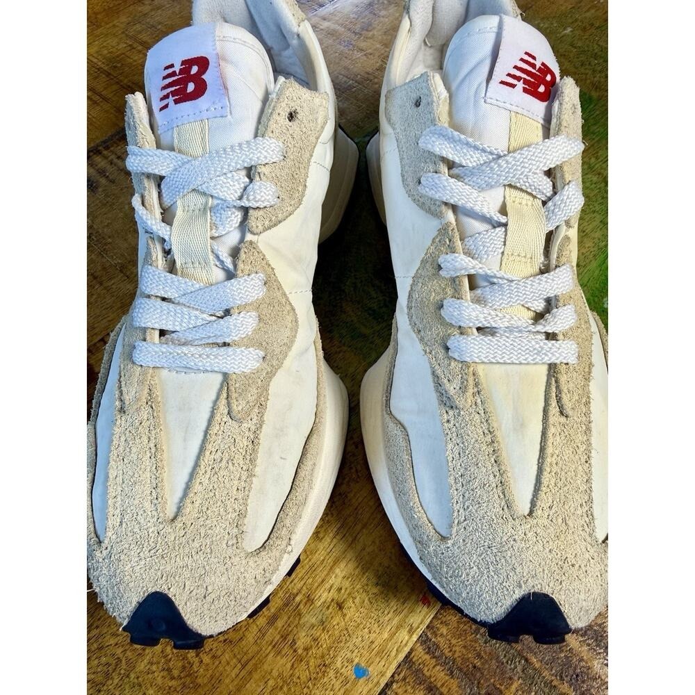 New Balance 327 Angora Suede Womens 10.5 / Men's 9 Beige White Sneakers WS327 - Picture 8 of 12